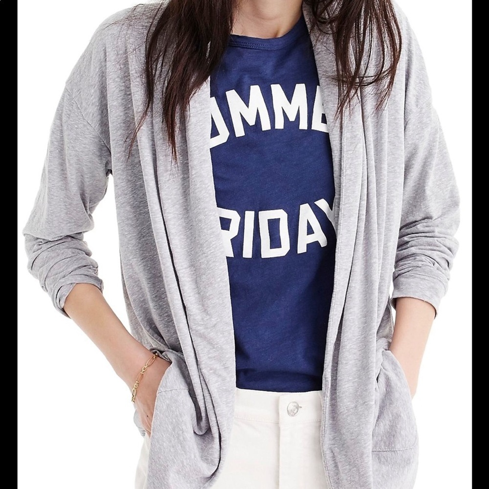 J. Crew Gray Slub Cotton Cardigan SZ S